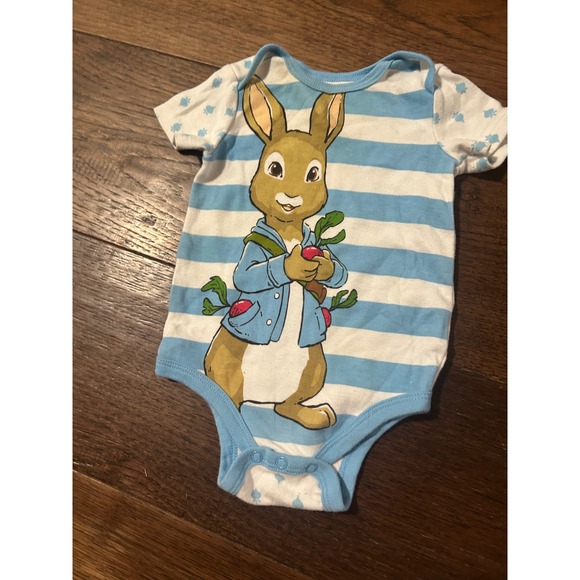 Nickelodeon Peter Rabbit Baby Bodysuit Blue Stripe 6-9 Months - Picture 2 of 4